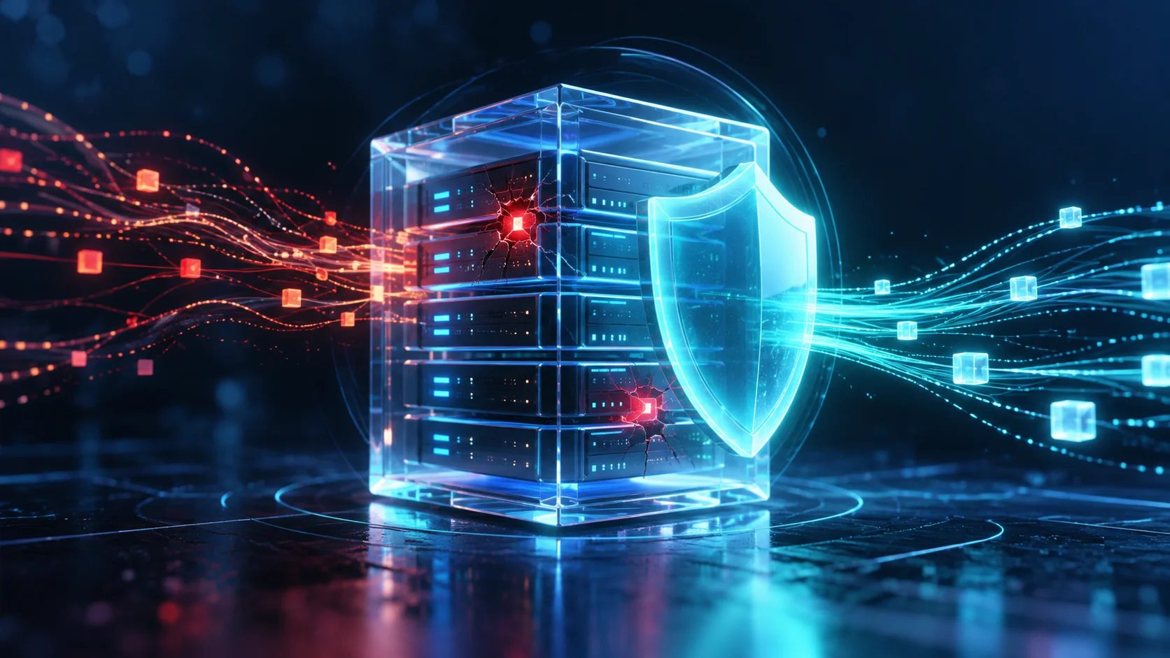 Conceptual illustration of a PHP server and a protective shield